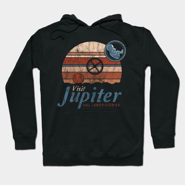 Visit Jupiter - Vintage Distressed Sci Fi - Retro Space Odyssey Hoodie by Nemons